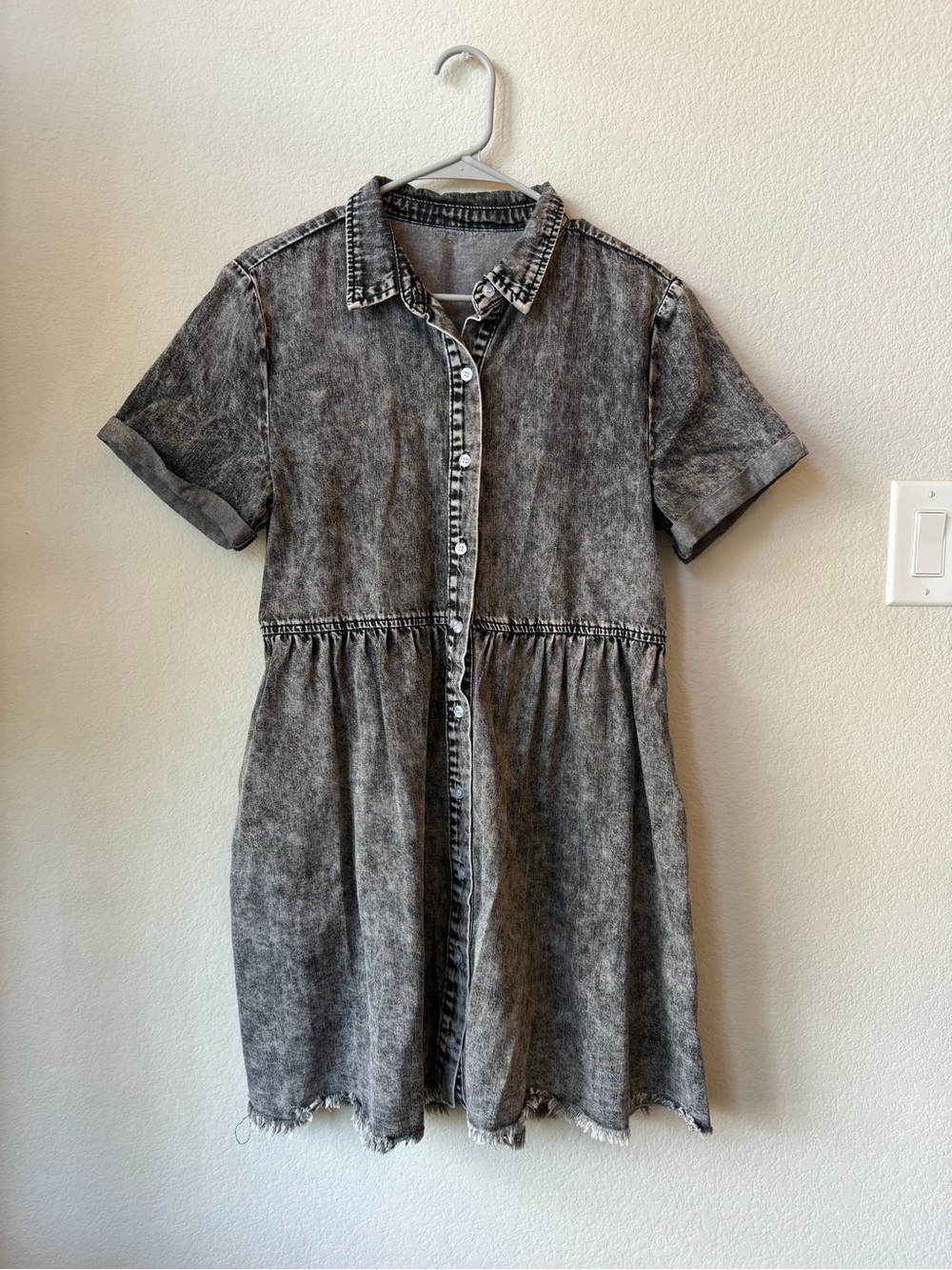 Washed Black Denim Shirt Dress